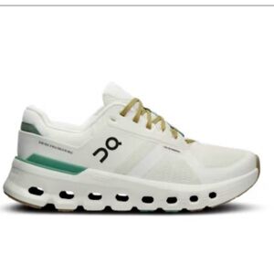 On Running Cloud Sneaker in White with Green Accents - Cloud Runner 2 - Size 10